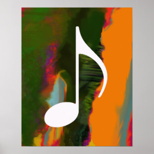 musikalische Note auf einer abstrakten und farbenf Poster