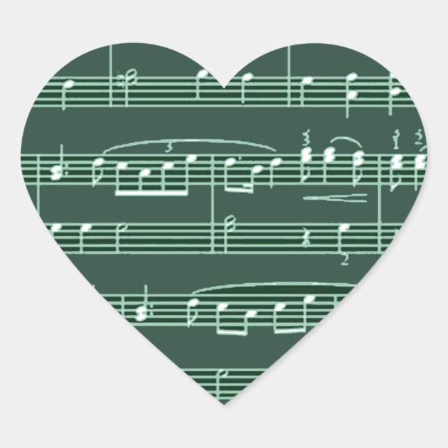 musikalische Note gemustert Herz-Aufkleber (Vorderseite)