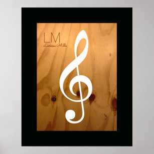 musikalische Note, Holzschnitt, personalisiert Poster