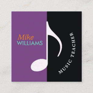 musikalische Note ~ schwarz & lila modern Quadratische Visitenkarte
