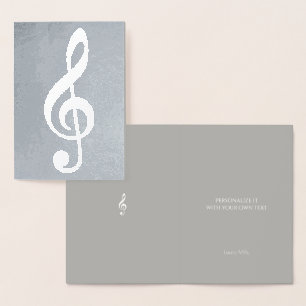 musikalische Note / Treble-Klemme auf Silber Folienkarte