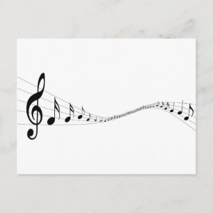 Musikalische Noten auf einem wellenförmigen Stock Postkarte