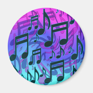 Musikalische Noten Blau Grün Aqua Rosa Wirbelmuste Magnet