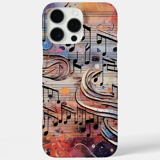 Musikalische Noten farbenfroh iPhone 16 Pro Max Hülle (Rückseite)
