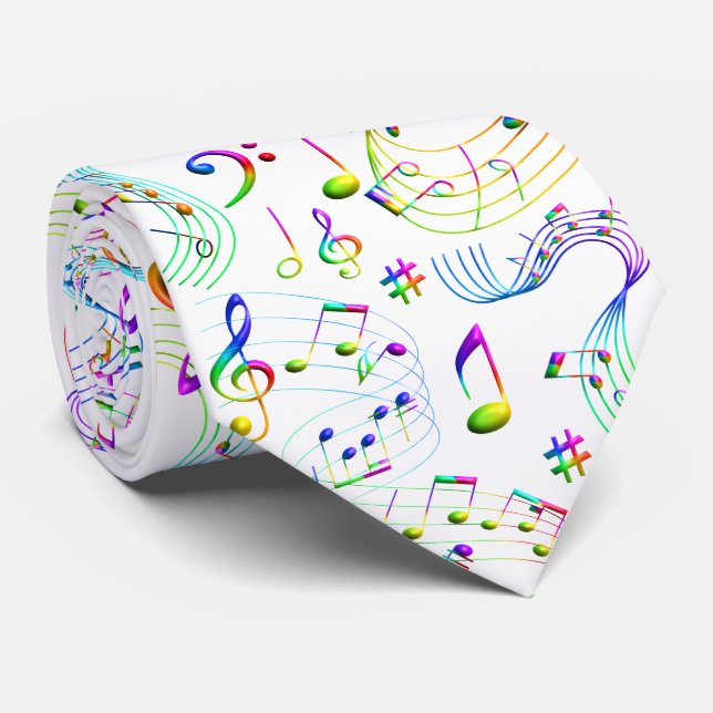 Musikalische Noten farbenfroh Krawatte (Gerollt)