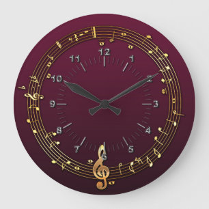 Musikalische Noten Große Wanduhr