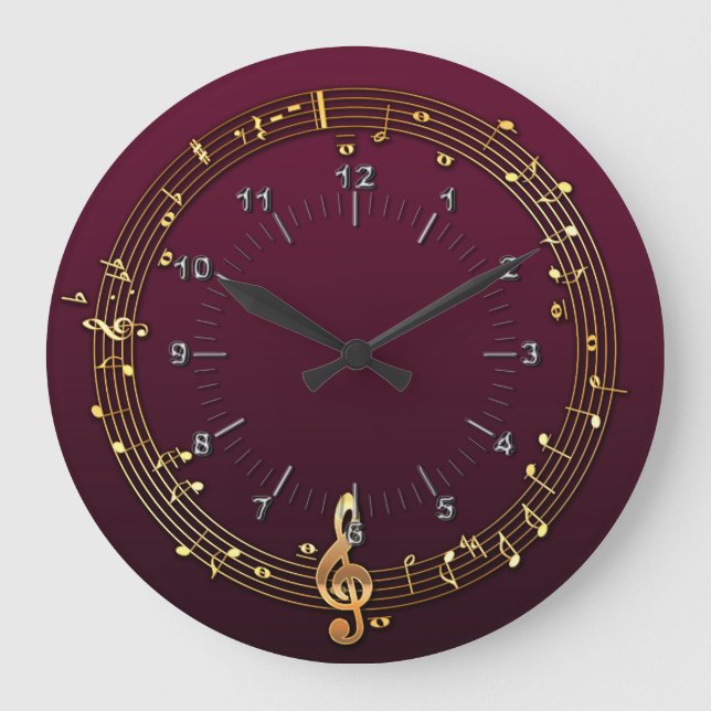 Musikalische Noten Große Wanduhr (Vorderseite)