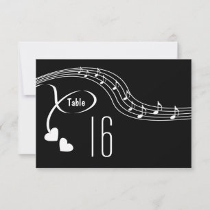 Musikalische Noten Hochzeit Tischnummer Karte