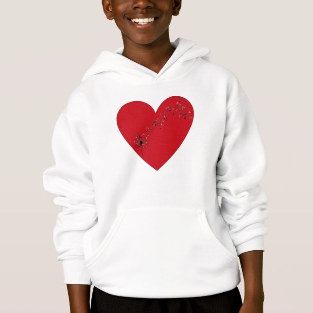 Musikalische Noten im Herzen Hoodie (Vorderseite)