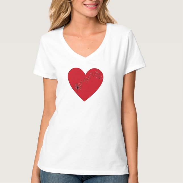 Musikalische Noten im Herzen, T - Shirt (Vorderseite)