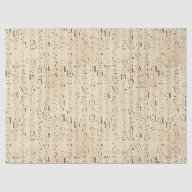 Musikalische Noten Noten Noten auf Tan Decoupage Seidenpapier (Vorderseite)