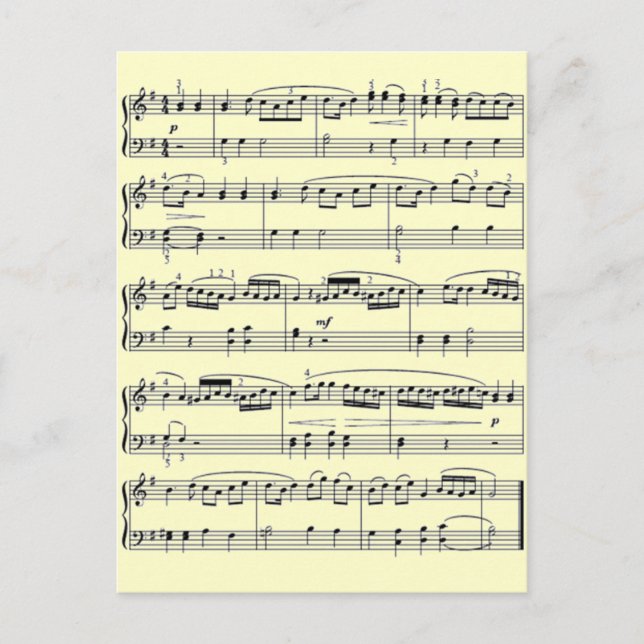 musikalische Noten Postkarte (Vorderseite)