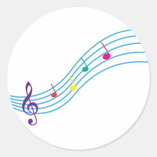 Musikalische Noten Runder Aufkleber