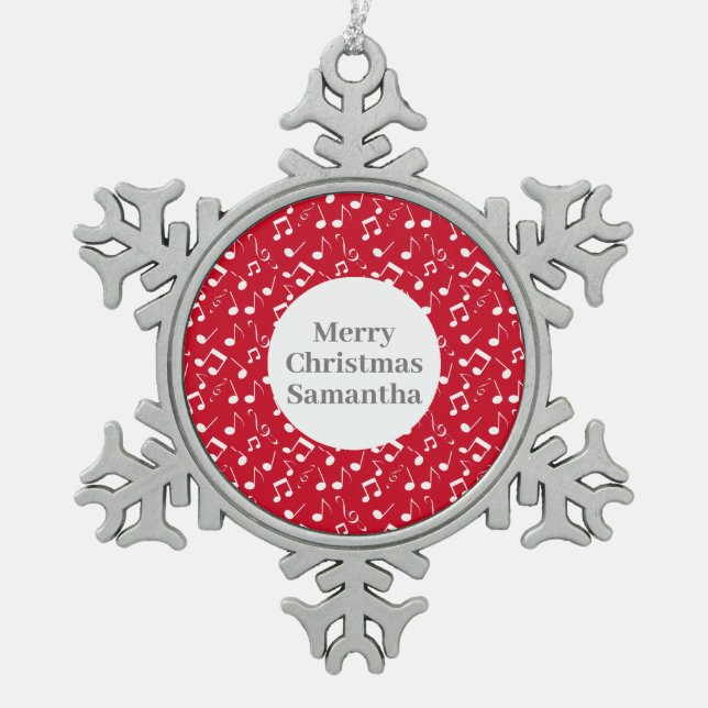 Musikalische Notizen Design Snowflake Ornament (Vorderseite)