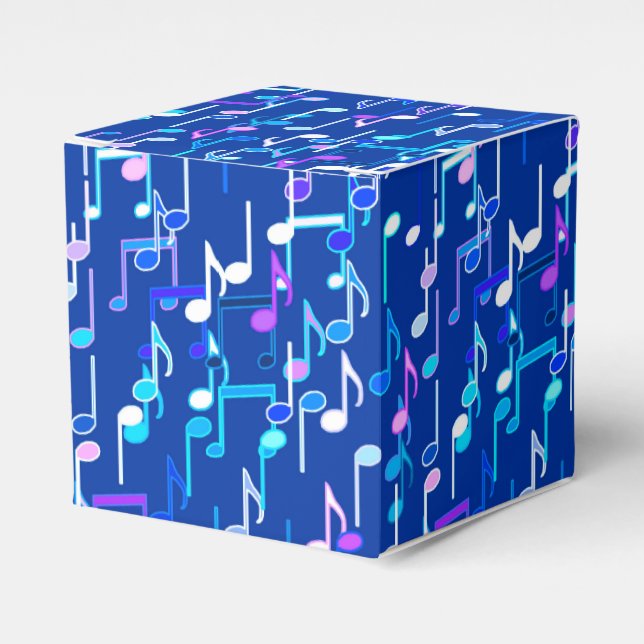 Musikalische Notizen drucken - indigoblau, mehrfar Geschenkschachtel (Vorderseite)