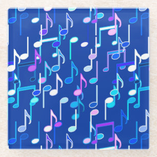 Musikalische Notizen drucken - indigoblau, mehrfar Glasuntersetzer