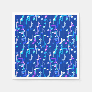 Musikalische Notizen drucken - indigoblau, mehrfar Serviette