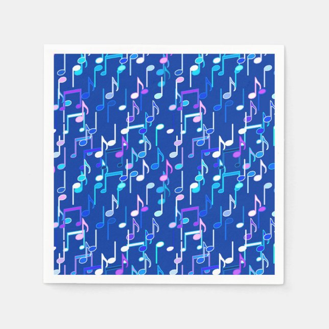 Musikalische Notizen drucken - indigoblau, mehrfar Serviette (Vorderseite)