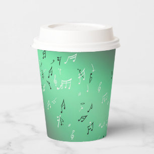 Musikalische Notizen Grüner Mond Pappbecher