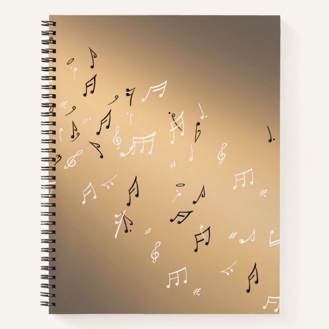Musikalische Notizen im goldenen Mondlicht Notizbuch (Vorderseite)