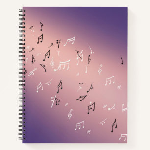 Musikalische Notizen im Mondlicht Lilac Pink Notizbuch