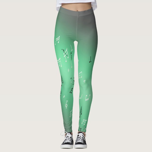 Musikalische Notizen im Mondschein grün Leggings (Vorderseite)