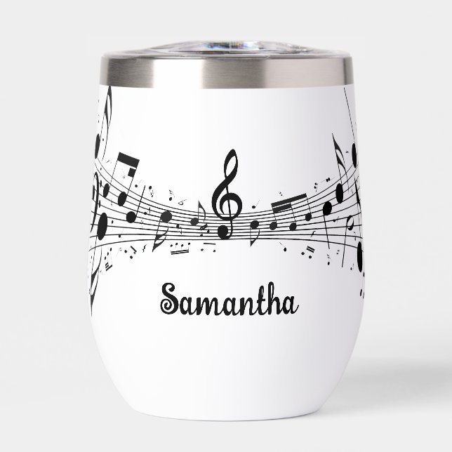 Musikalische Notizen Kerndesign Thermal Wine Tumbl (Vorderseite)