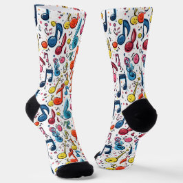 Musikalische Notizen mit lustigen Gesichter Socken