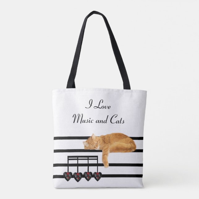 Musikalische orange Tabby-Miezekatzekatze Tasche (Rückseite)