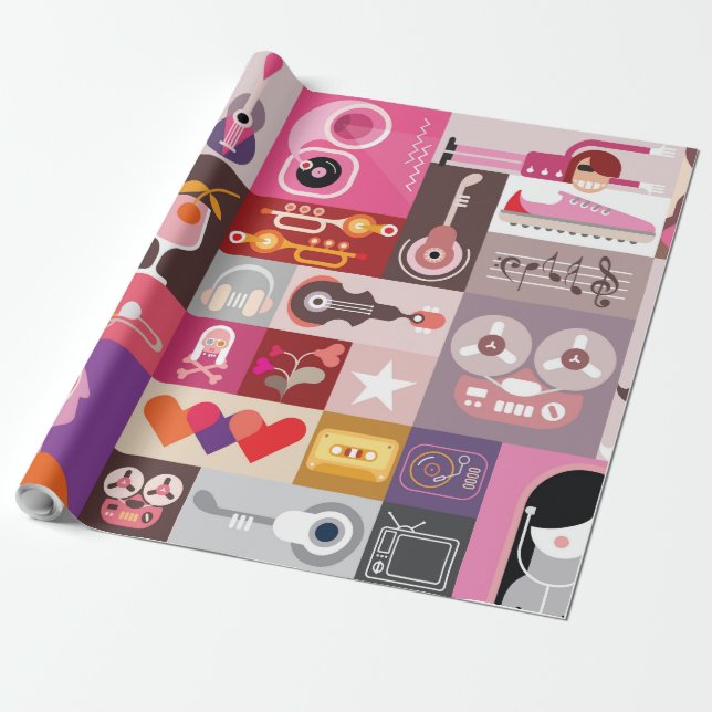 Musikalische Pop Geschenkpapier (Ungerollt)