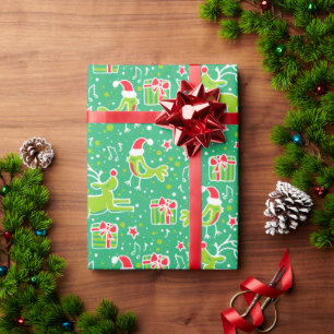 Musikalische Rentiere Vogelgrün Weihnachtswanne Geschenkpapier