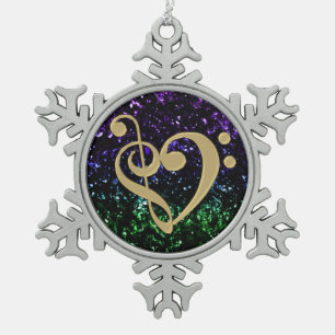 Musikalische Schneeflocken Zinn-Ornament