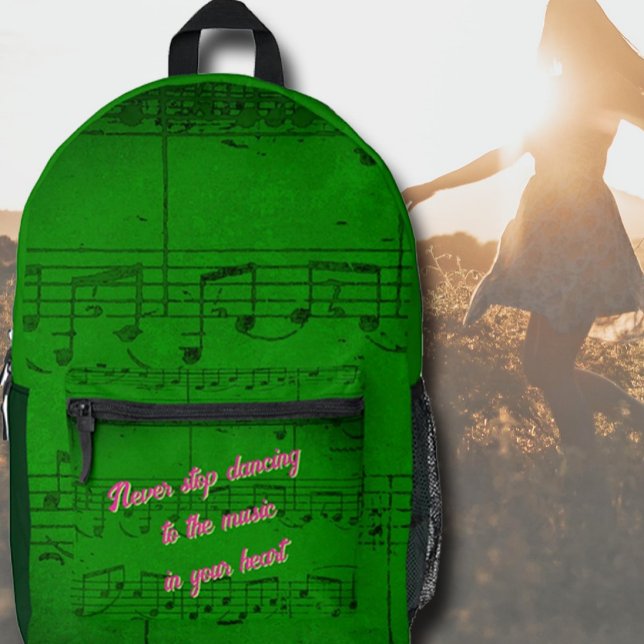 Musikalische Schritte - Rucksack "Forest Fanfare" (Colorful music-themed design with inspirational message in contrasting text)
