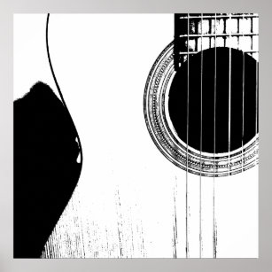 Musikalische Schwarz-weiße Abstrakte akustische Gi Poster