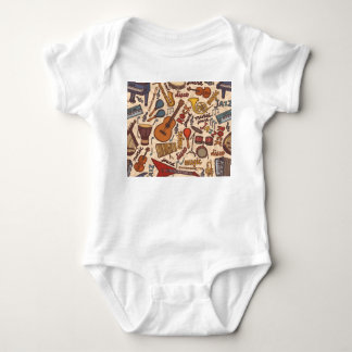 Musikalische Skizze: Farbige nahtlose Vintage-Stru Baby Strampler