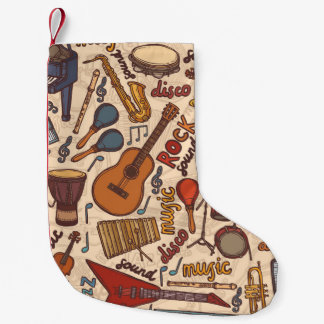 Musikalische Skizze: Farbige nahtlose Vintage-Stru Kleiner Weihnachtsstrumpf