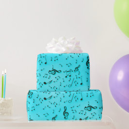 Musikalische Symbole auf Aqua Geschenkpapier