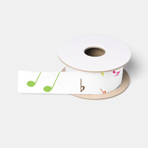Musikalische Symbole in den Regenbogen-Farben Satinband