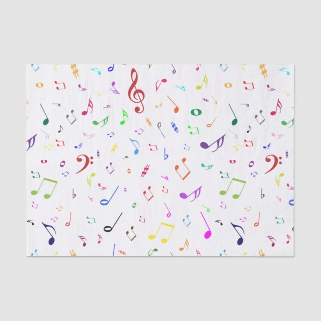 Musikalische Symbole in den Regenbogen-Farben Seidenpapier (Vorderseite)