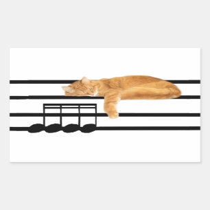 Musikalische Tabby-Miezekatzekatze Rechteckiger Aufkleber