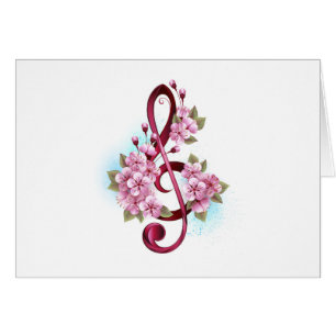 Musikalische Tischtennisnotizen mit Sakura-Blume