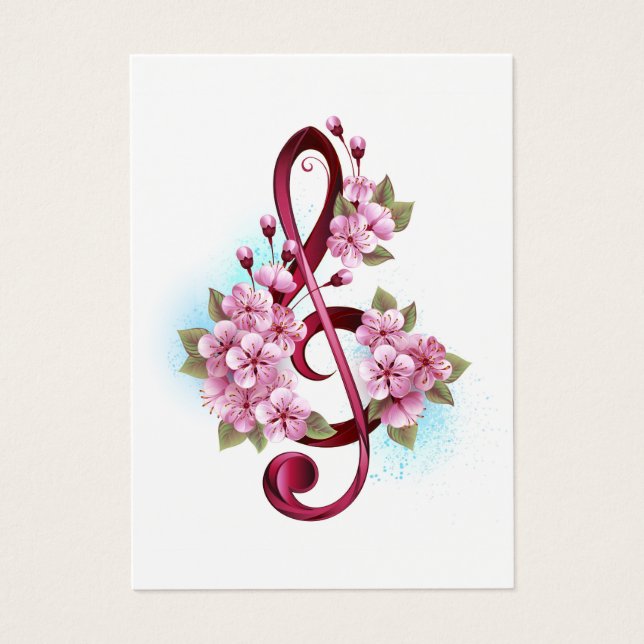 Musikalische Tischtennisnotizen mit Sakura-Blume (Vorderseite)