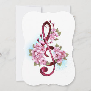 Musikalische Tischtennisnotizen mit Sakura-Blume