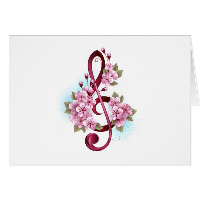 Musikalische Tischtennisnotizen mit Sakura-Blume (Vorderseite (Horizontal))