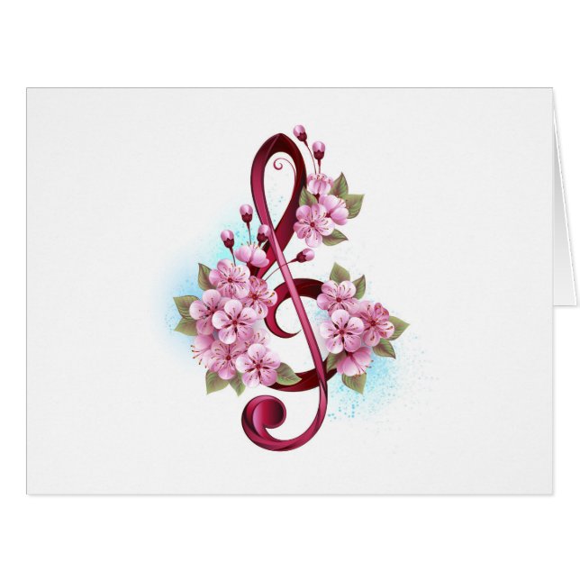 Musikalische Tischtennisnotizen mit Sakura-Blume (Vorderseite (Horizontal))