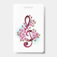 Musikalische Tischtennisnotizen mit Sakura-Blume