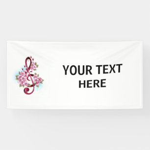 Musikalische Tischtennisnotizen mit Sakura-Blume Banner