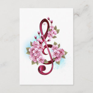 Musikalische Tischtennisnotizen mit Sakura-Blume Begleitkarte