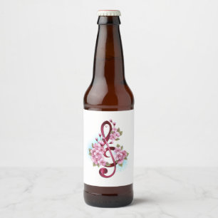 Musikalische Tischtennisnotizen mit Sakura-Blume Bierflaschenetikett