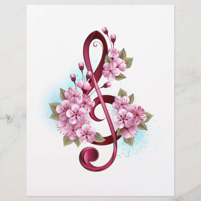 Musikalische Tischtennisnotizen mit Sakura-Blume Briefbogen (Vorderseite)
